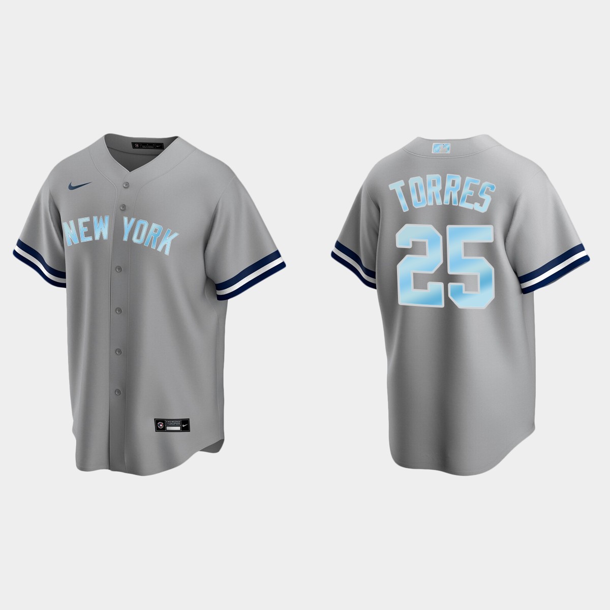 Mens Youth New York Yankees #25 Gleyber Torres Gray Stitched 2022 Father's Day Jersey