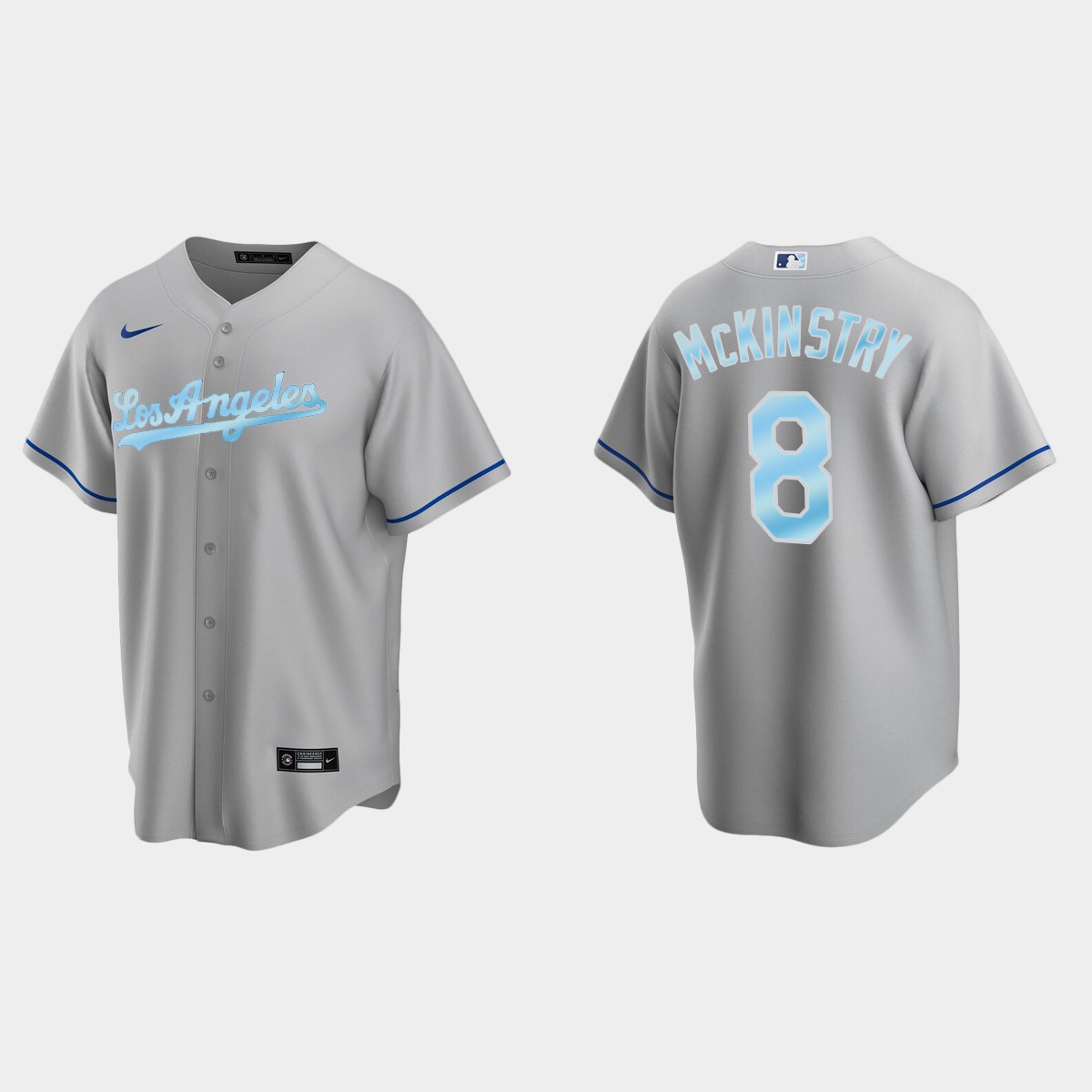 Mens Youth Los Angeles Dodgers #8 Zach McKinstry Gray Stitched 2022 Father's Day Jersey