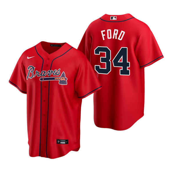 Men's Atlanta Braves #34 Mike Ford Red Alternate CoolBase Stitched Jersey