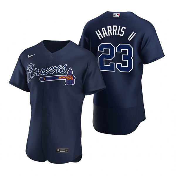 Mens Atlanta Braves #23 Michael Harris II Navy Alternate 2nd FlexBase Jersey