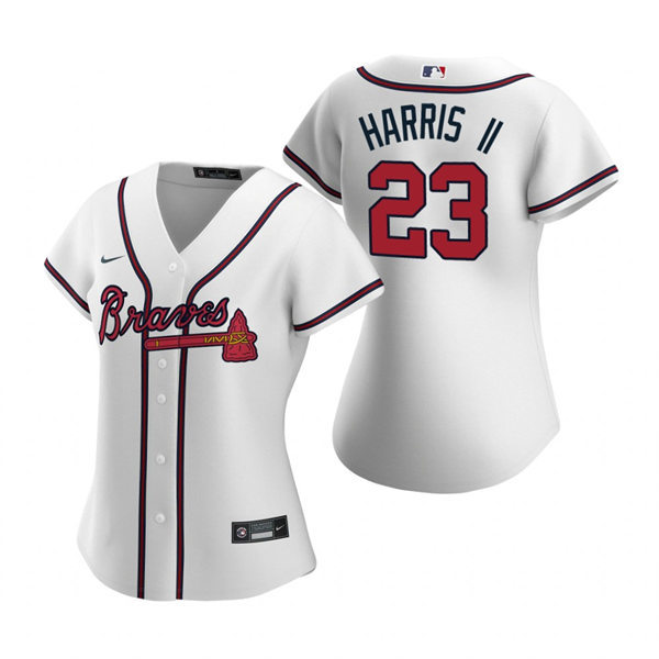 Womens Atlanta Braves #23 Michael Harris II White Home CoolBase Jersey