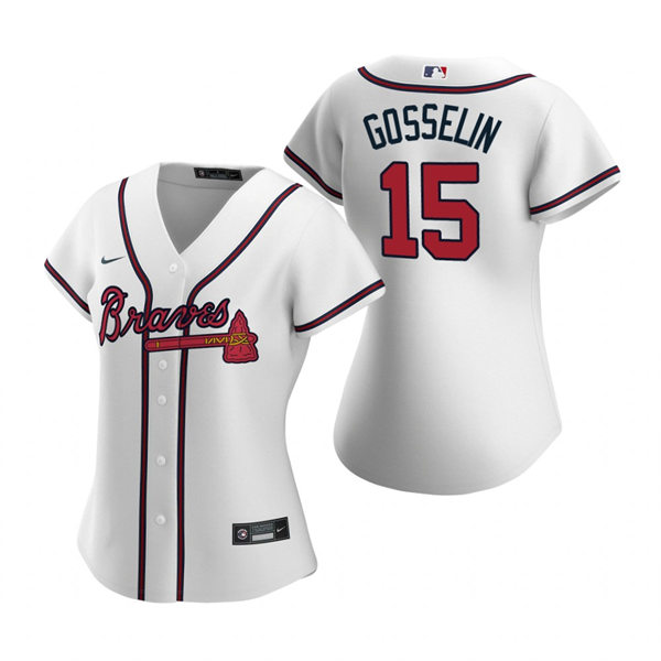 Womens Atlanta Braves #15 Phil Gosselin White Home CoolBase Jersey