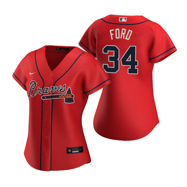 Women's Atlanta Braves #34 Mike Ford Red Alternate Jersey