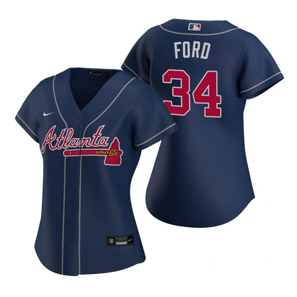 Women's Atlanta Braves #34 Mike Ford Navy Alternate Jersey