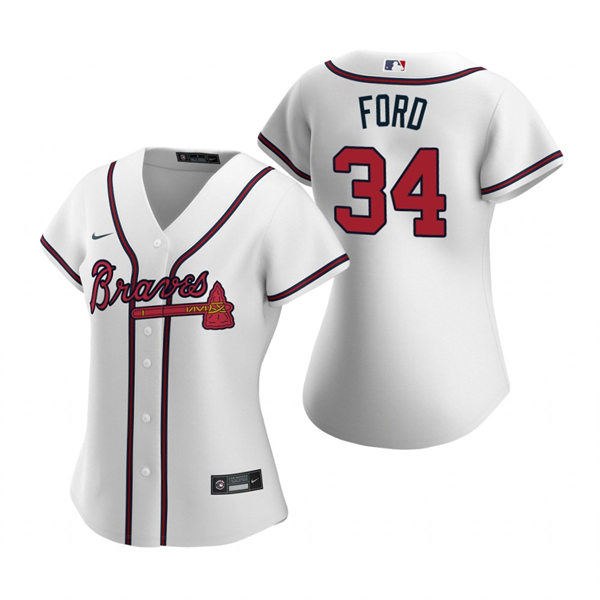 Women's Atlanta Braves #34 Mike Ford White Home CoolBase Jersey
