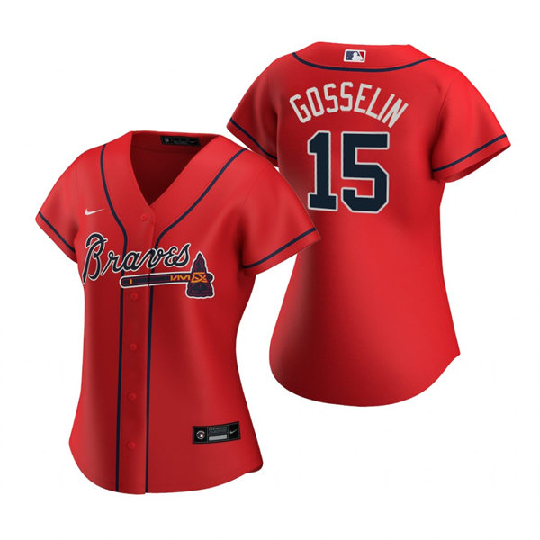 Womens Atlanta Braves #15 Phil Gosselin Red Alternate Jersey
