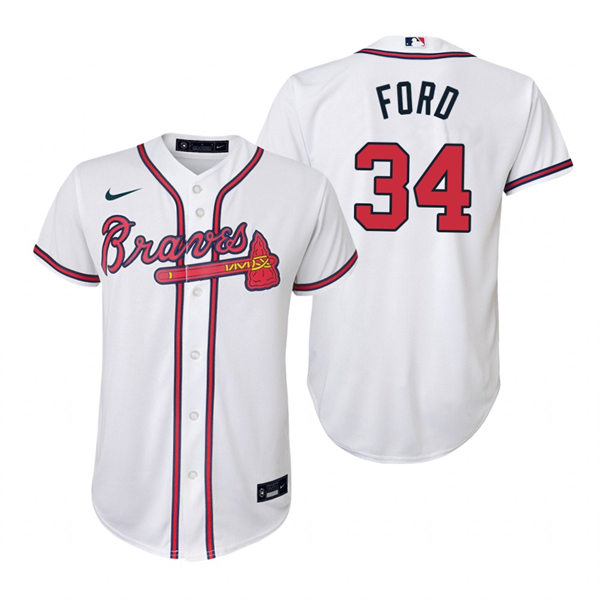 Youth Atlanta Braves #34 Mike Ford White Home CoolBase Jersey