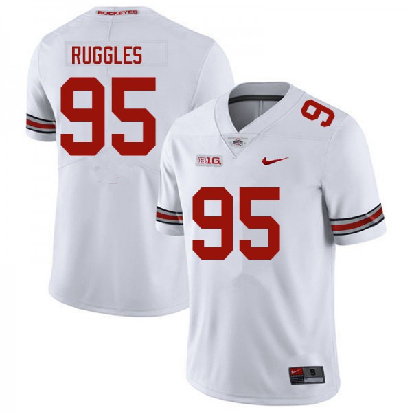 Mens Ohio State Buckeyes #95 Noah Ruggles White College Football Game Jersey(1)