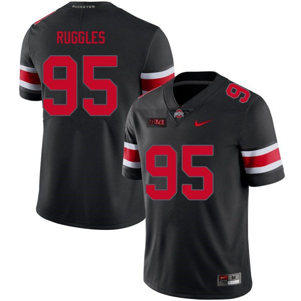 Mens Ohio State Buckeyes #95 Noah Ruggles Blackout College Football Game Jersey