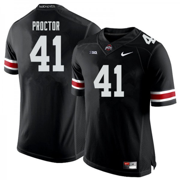 Mens Ohio State Buckeyes #41 Josh Proctor Black White College Football Game Jersey