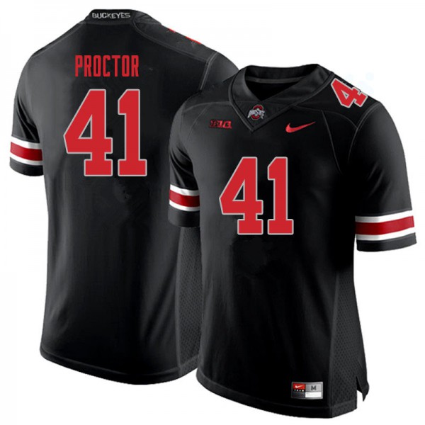 Mens Ohio State Buckeyes #41 Josh Proctor Blackout College Football Game Jersey
