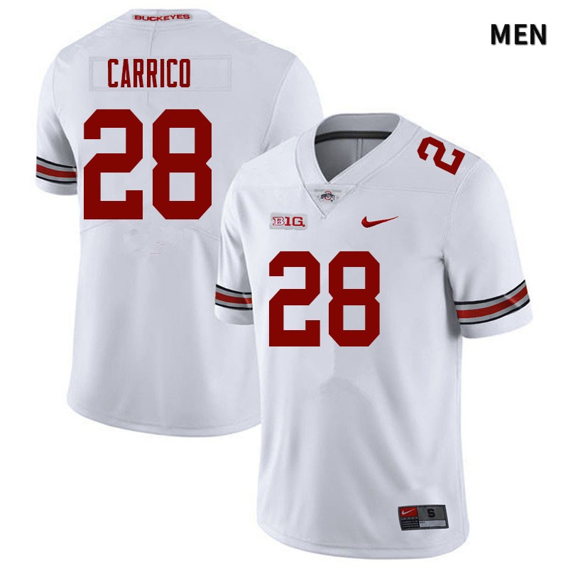 Mens Ohio State Buckeyes #28 Reid Carrico White College Football Game Jersey