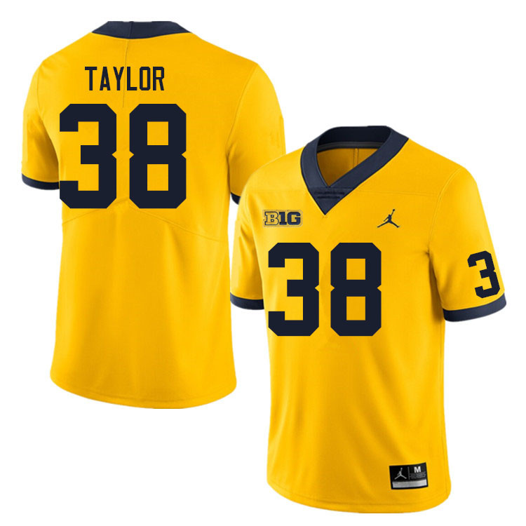 Mens Michigan Wolverines #38 Joe Taylor Maize College Football Game Jersey