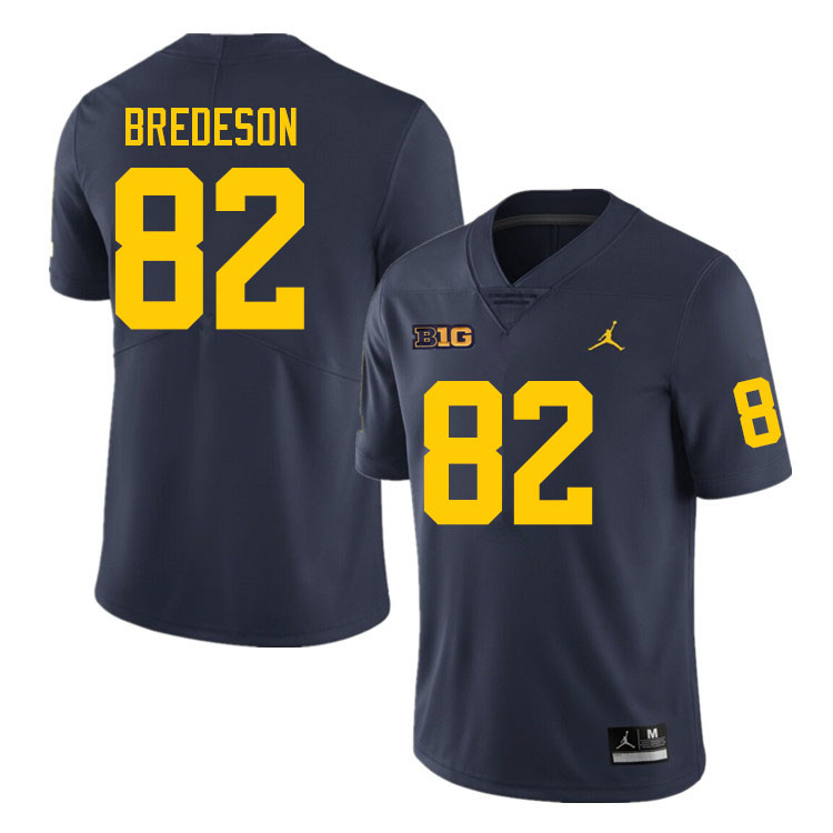 Mens Michigan Wolverines #82 Max Bredeson Navy College Football Game Jersey