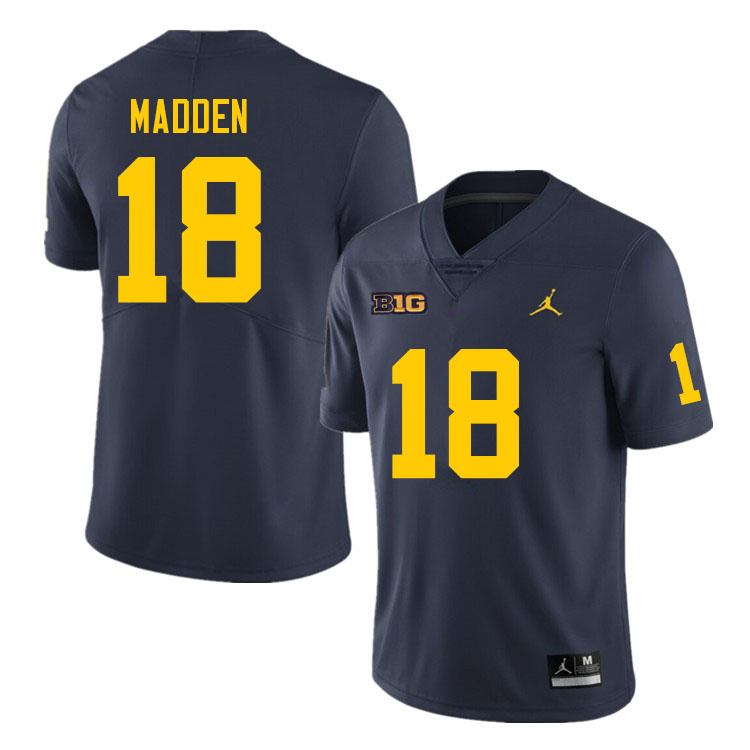 Mens Michigan Wolverines #18 Jesse Madden Navy College Football Game Jersey