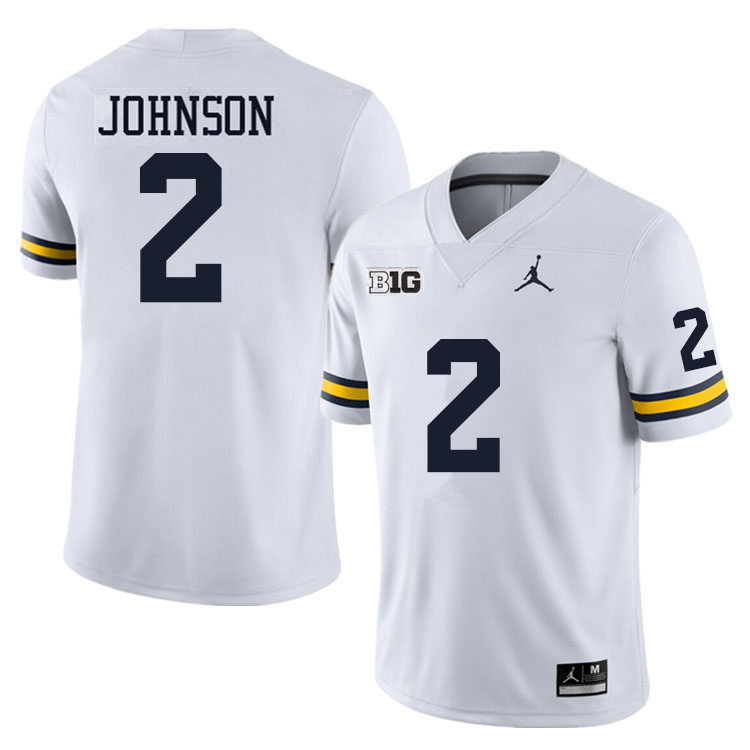 Mens Michigan Wolverines #2 Will Johnson White College Football Game Jersey