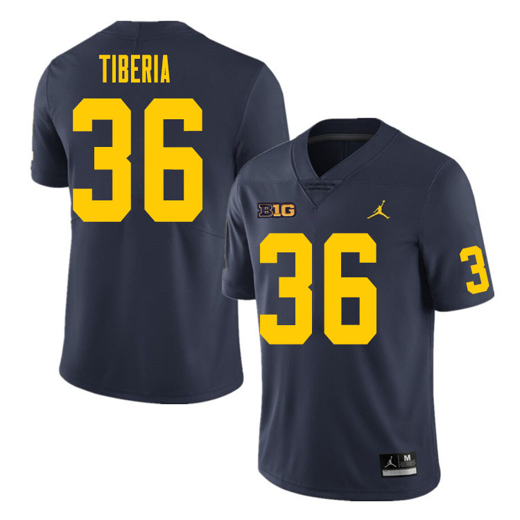Mens Michigan Wolverines #36 Nico Tiberia Navy College Football Game Jersey