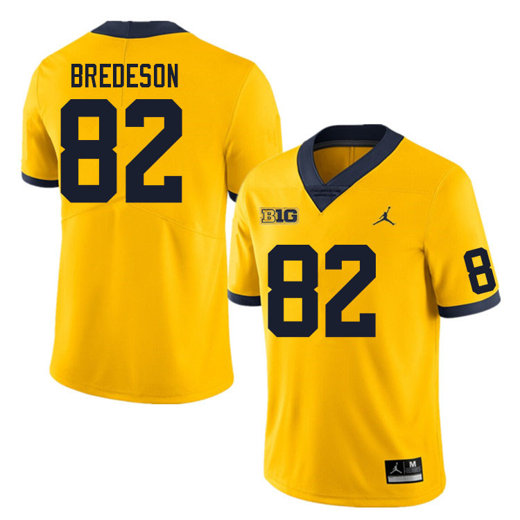 Mens Michigan Wolverines #82 Max Bredeson Maize College Football Game Jersey