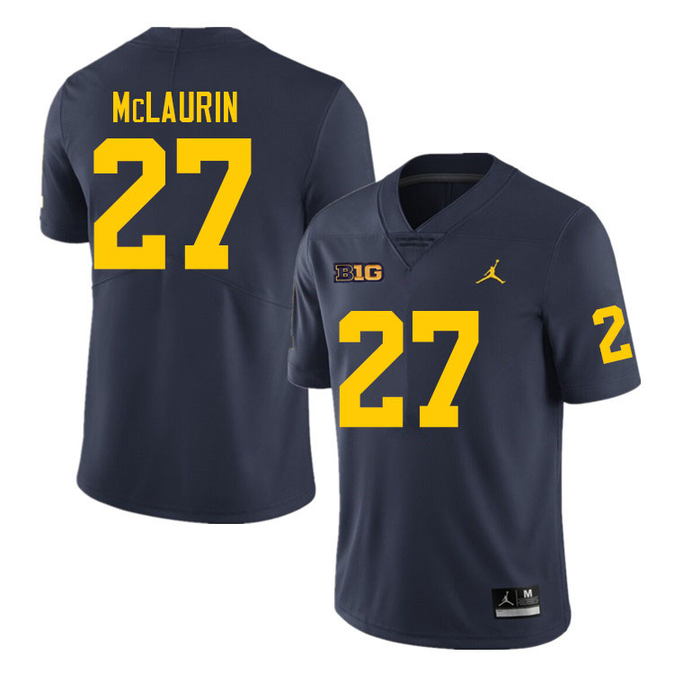 Mens Michigan Wolverines #27 Tyler McLaurin Navy College Football Game Jersey