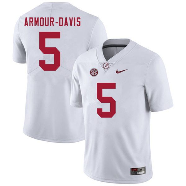 Men's Youth Alabama Crimson Tide #5 Jalyn Armour-Davis White College Football Game Jersey