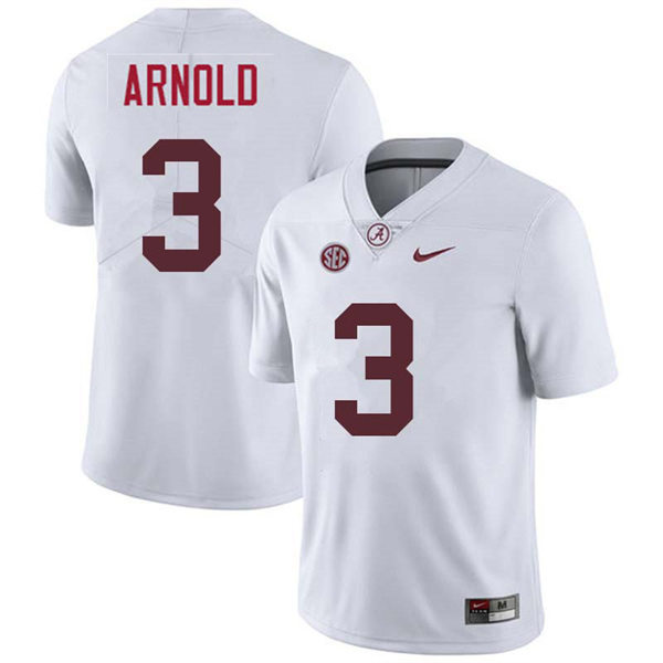 Men's Youth Alabama Crimson Tide #3 Terrion Arnold White College Football Game Jersey
