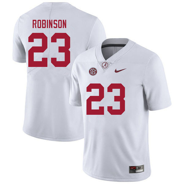 Men's Youth Alabama Crimson Tide #23 Jahquez Robinson White College Football Game Jersey 