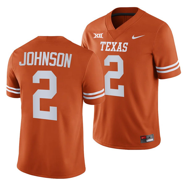 Mens Texas Longhorns #2 Roschon Johnson Nike 2022 Orange Football Game Jersey