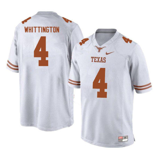 Mens Texas Longhorns #4 Jordan Whittington White Premier College Football Game Jersey