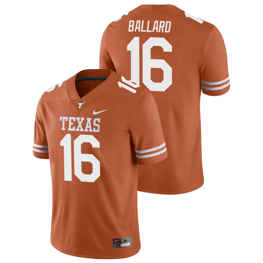 Mens Texas Longhorns #16 Ben Ballard Orange Premier College Football Alumni Player Jersey