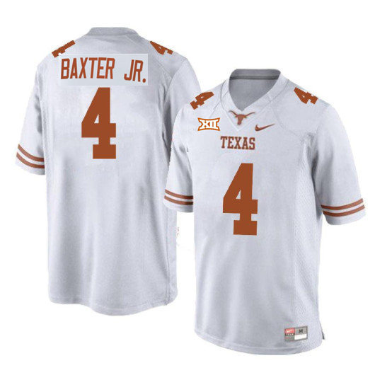 Mens Texas Longhorns #4 Cedric Baxter Jr. White Premier College Football Game Jersey