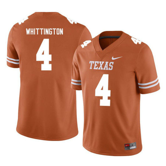 Mens Texas Longhorns #4 Jordan Whittington Nike 2022 Orange Football Game Jersey