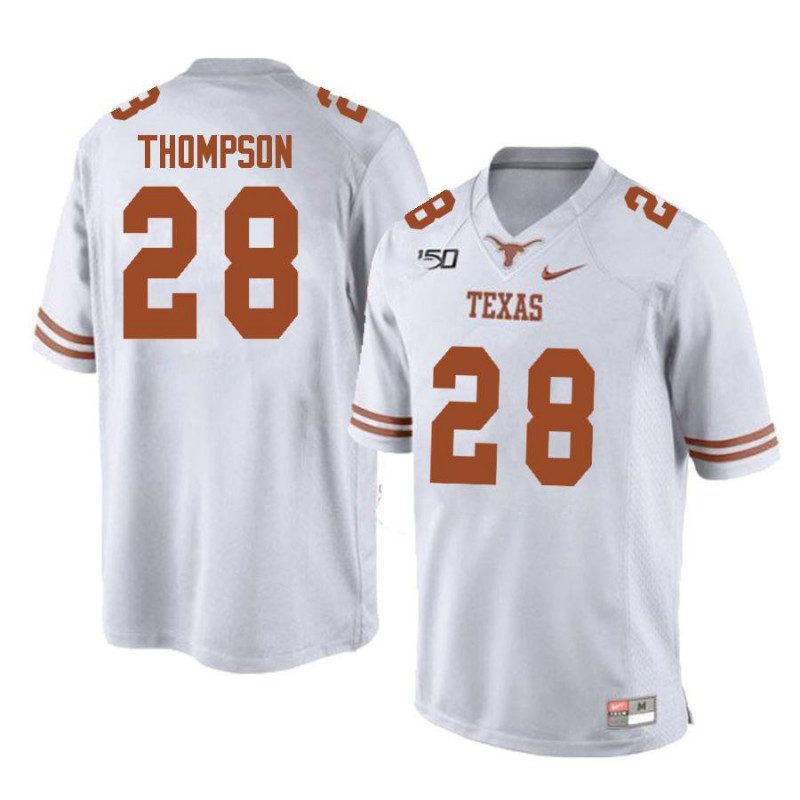 Mens Texas Longhorns #28 Jerrin Thompson White Premier College Football Game Jersey