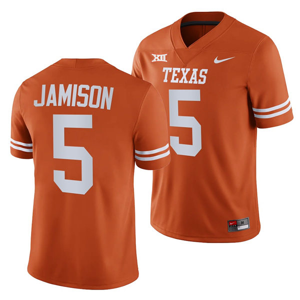 Mens Texas Longhorns #5 D'Shawn Jamison Nike 2022 Orange Football Game Jersey