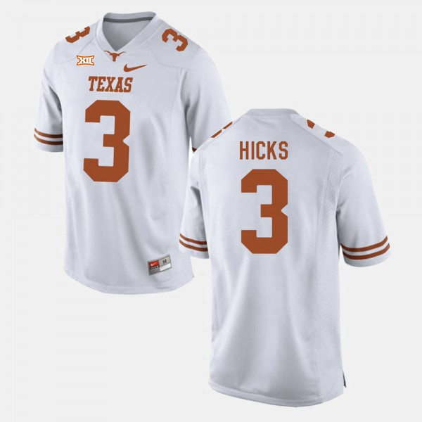 Mens Texas Longhorns #3 Jordan Hicks White College Football Game Jersey 
