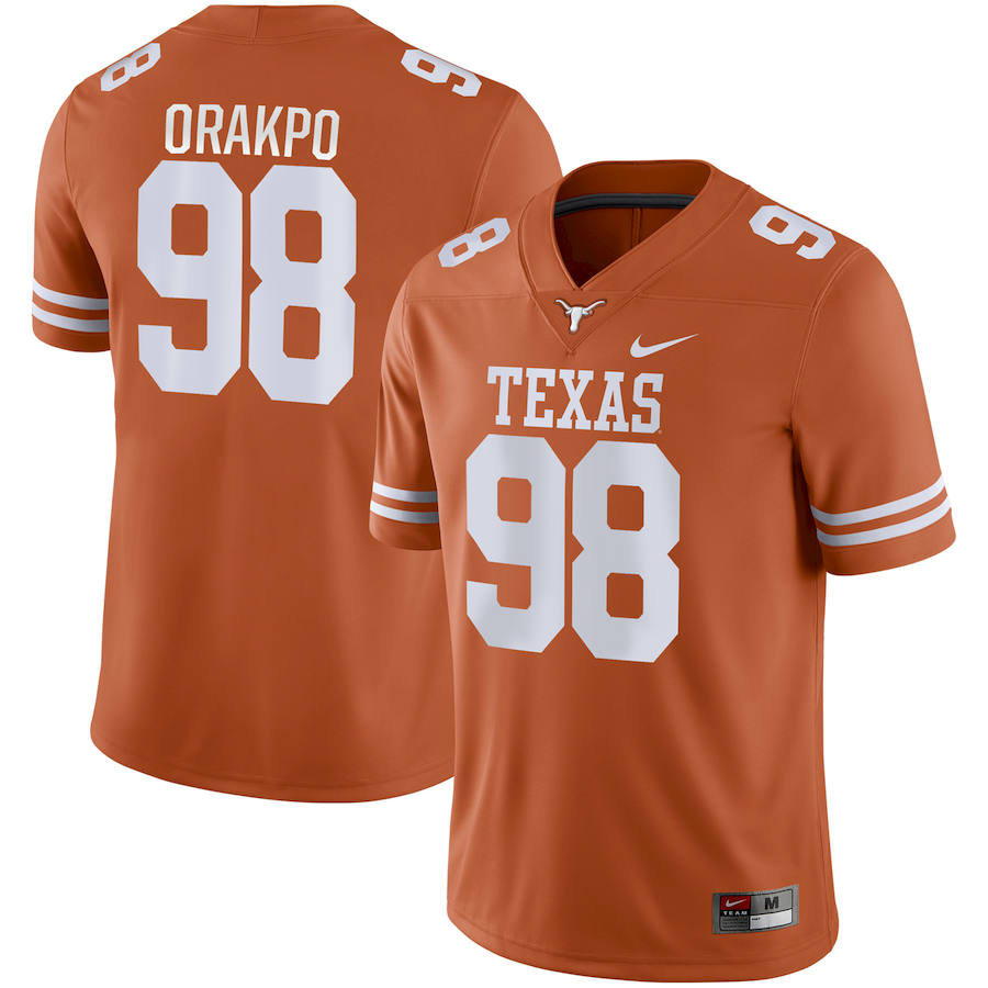 Mens Texas Longhorns #98 Brian Orakpo Orange Premier College Football Alumni Player Jersey