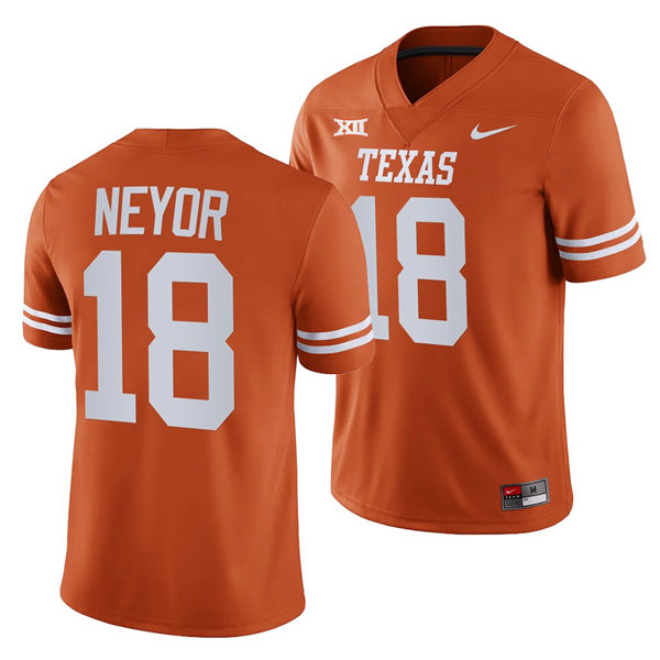 Mens Texas Longhorns #18 Isaiah Neyor Nike 2022 Orange Football Game Jersey