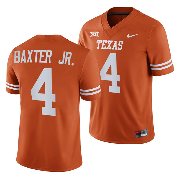 Mens Texas Longhorns #4 Cedric Baxter Jr. Nike 2022 Orange Football Game Jersey