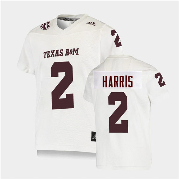 Mens Youth Texas A&M Aggies #2 Denver Harris College Football Game Jersey White