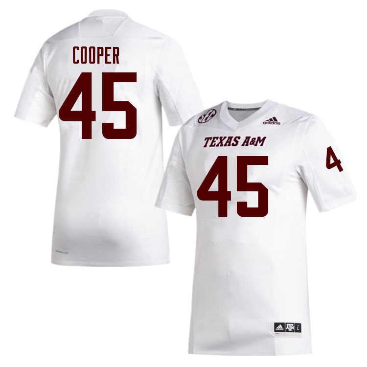 Mens Youth Texas A&M Aggies #45 Edgerrin Cooper College Football Game Jersey White