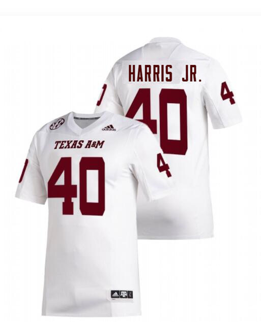 Mens Youth Texas A&M Aggies #40 Martrell Harris Jr. College Football Game Jersey White
