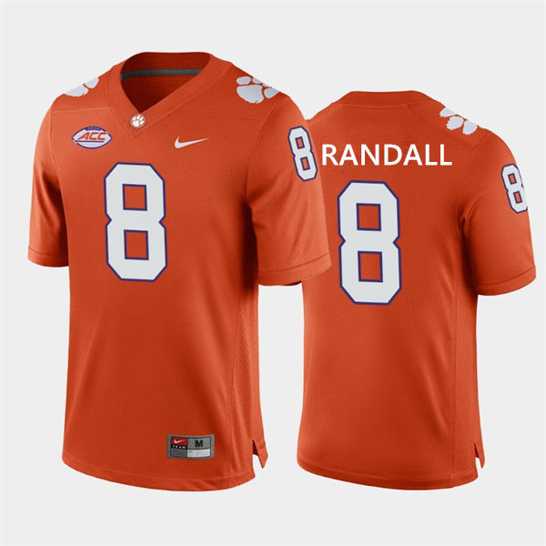 Mens Clemson Tigers #8 Adam Randall Orange College Football Game Jersey