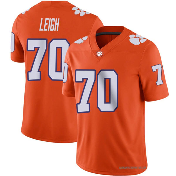 Mens Clemson Tigers #70 Tristan Leigh Orange College Football Game Jersey