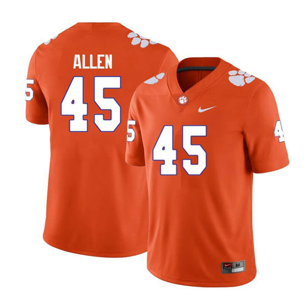 Mens Clemson Tigers #45 Sergio Allen Orange College Football Game Jersey