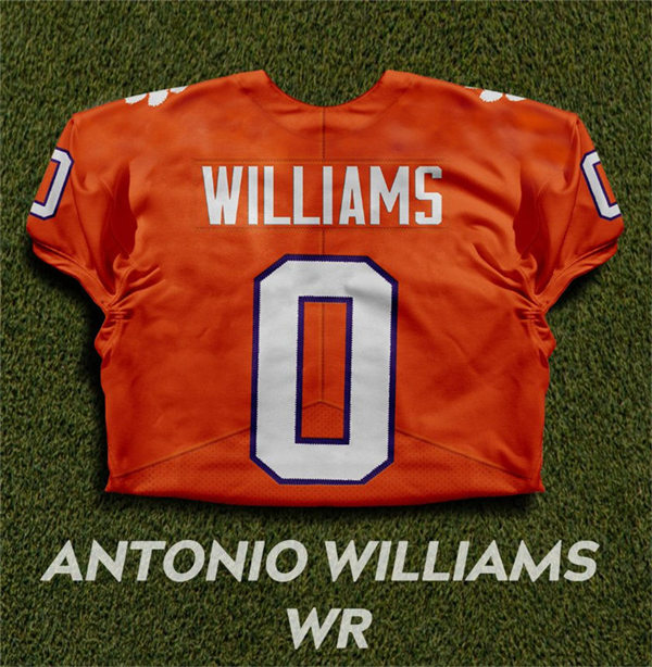 Mens Clemson Tigers #0 Antonio Williams Orange College Football Game Jersey