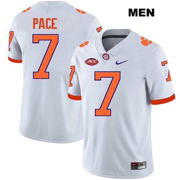 Mens Clemson Tigers #7 Kobe Pace White College Football Game Jersey