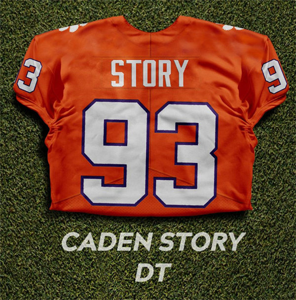 Mens Clemson Tigers #93 Caden Story Orange College Football Game Jersey