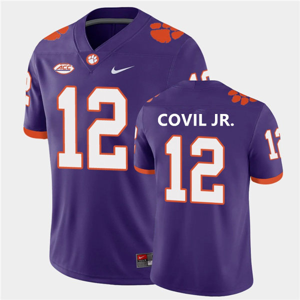 Mens Clemson Tigers #12 Sherrod Covil Jr. Purple College Football Game Jersey