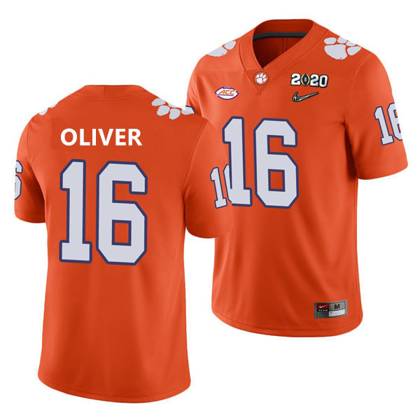 Mens Clemson Tigers #16 Myles Oliver Orange College Football Game Jersey