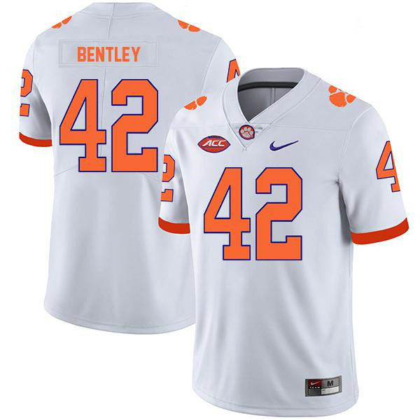 Mens Clemson Tigers #42 LaVonta Bentley White College Football Game Jersey
