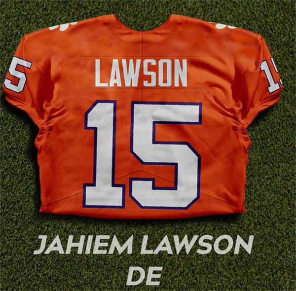 Mens Clemson Tigers #15 Jahiem Lawson Orange College Football Game Jersey